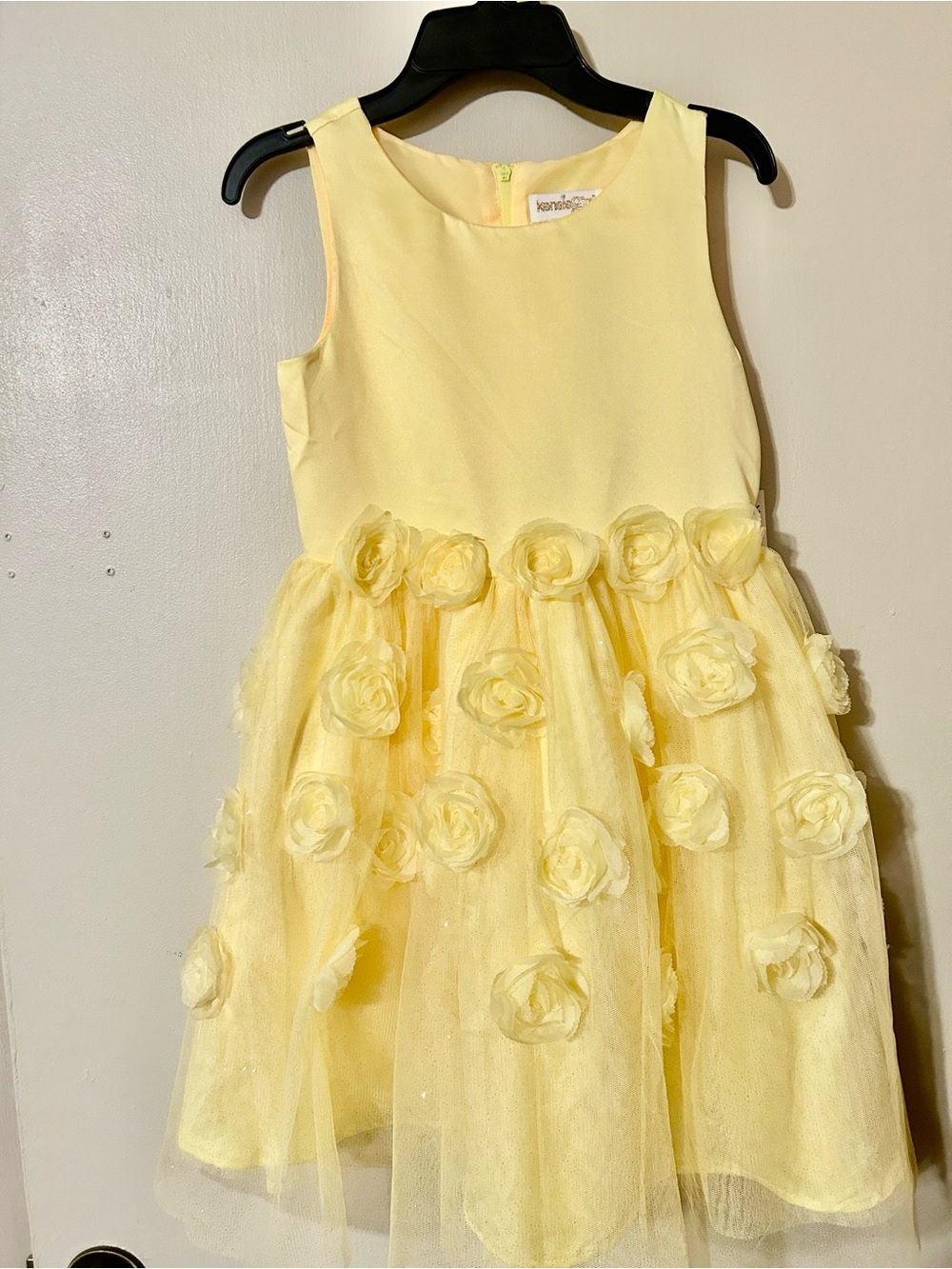 Kensie Girl Yellow Girls Sleeveless Floral Rosette Tulle Party Dress